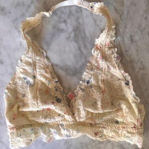 PINK by Victoria's Secret Cream and Polka Dot Halter Bra, Size Medium (M)